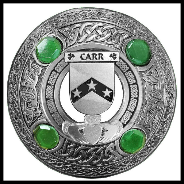 Carr Irish Claddagh Coat of Arms Plaid brooch ~ Emerald stones