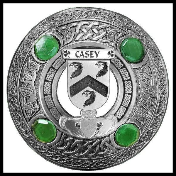 Casey Irish Claddagh Coat of Arms Plaid brooch ~ Emerald stones