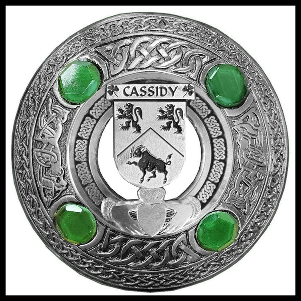 Cassidy Irish Claddagh Coat of Arms Plaid brooch ~ Emerald stones
