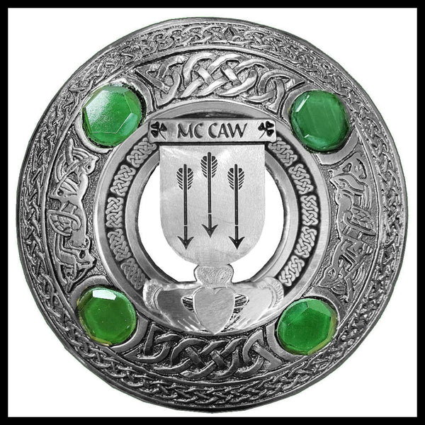McCaw Irish Claddagh Coat of Arms Plaid brooch ~ Emerald stones