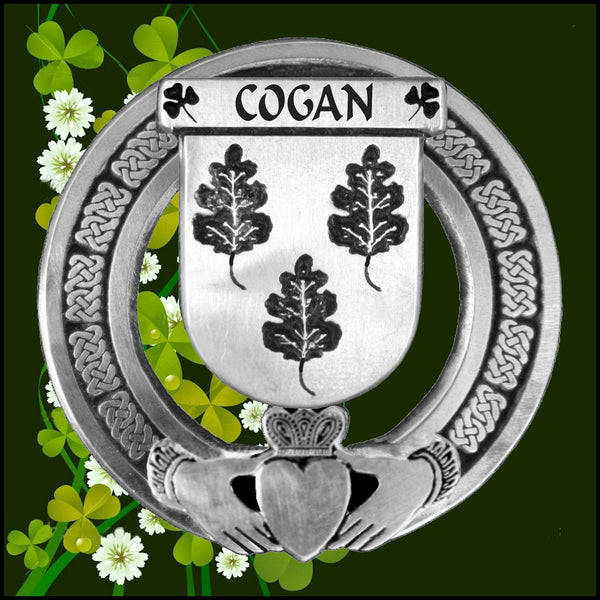 Cogan Irish Claddagh Coat of Arms Plaid brooch ~ Emerald stones