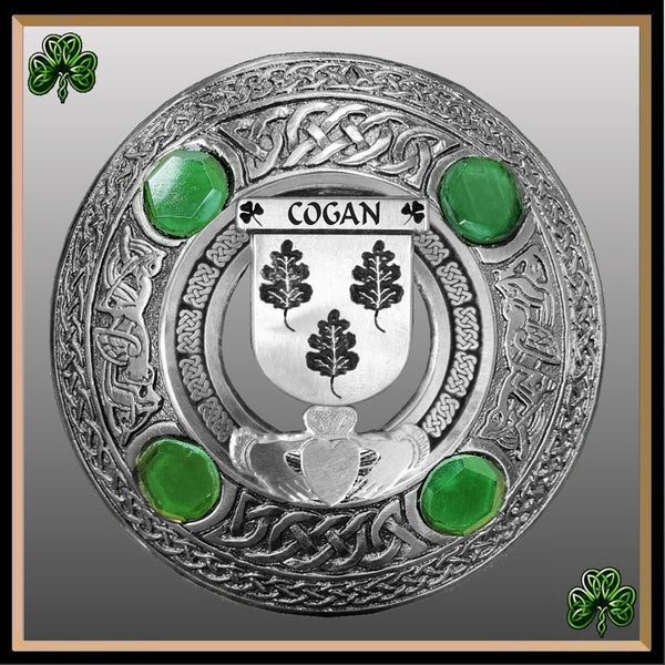 Cogan Irish Claddagh Coat of Arms Plaid brooch ~ Emerald stones