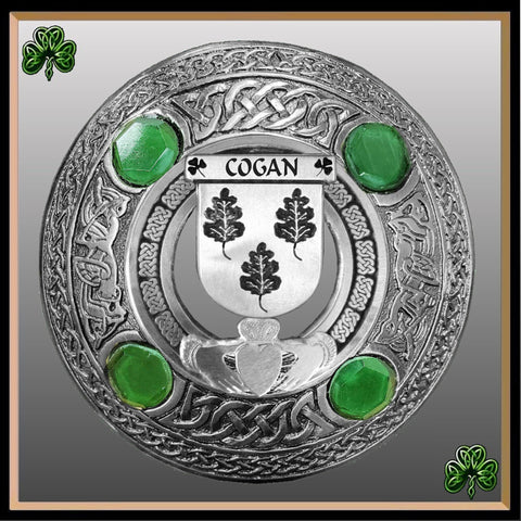 Cogan Irish Claddagh Coat of Arms Plaid brooch ~ Emerald stones