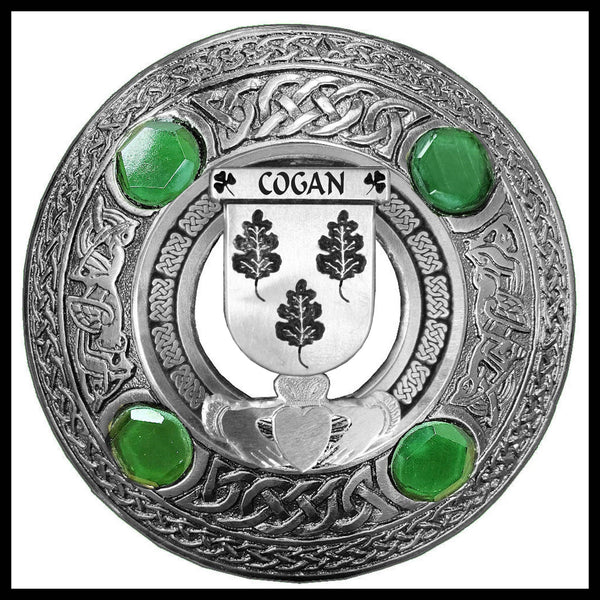 Cogan Irish Claddagh Coat of Arms Plaid brooch ~ Emerald stones
