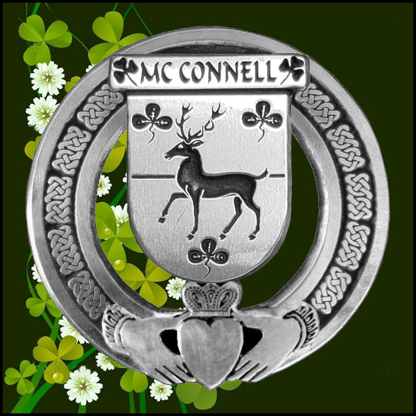 McConnell Irish Claddagh Coat of Arms Plaid brooch ~ Emerald stones