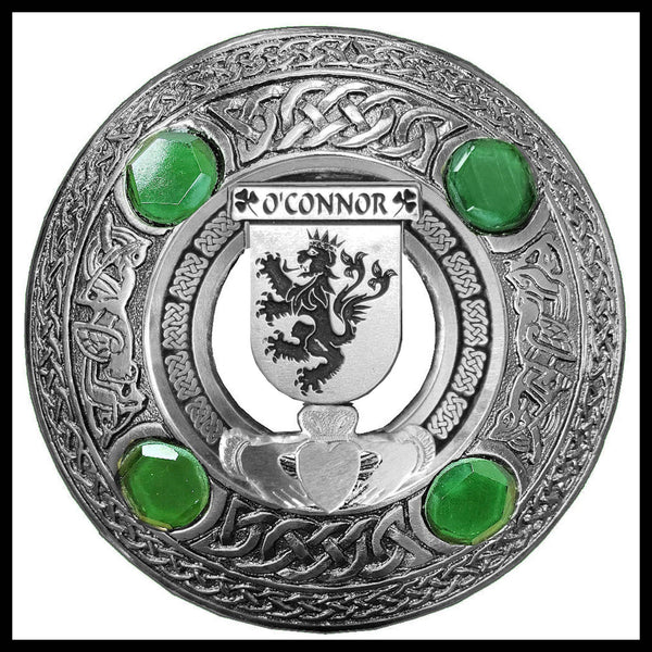 O'Connor Kerry Irish Claddagh Coat of Arms Plaid brooch ~ Emerald stones