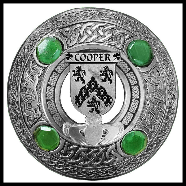 Cooper Irish Claddagh Coat of Arms Plaid brooch ~ Emerald stones