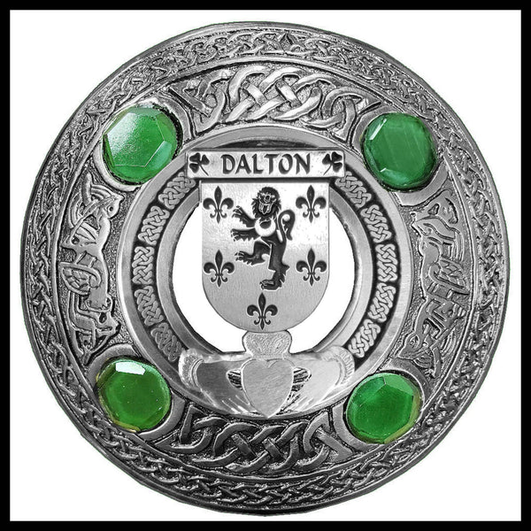 Dalton Irish Claddagh Coat of Arms Plaid brooch ~ Emerald stones