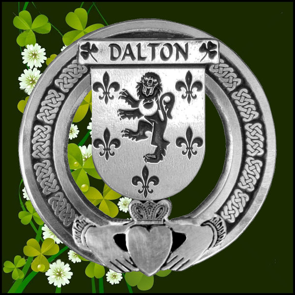 Dalton Irish Claddagh Coat of Arms Plaid brooch ~ Emerald stones
