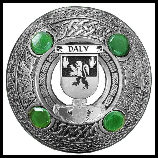 Daly Irish Claddagh Coat of Arms Plaid brooch ~ Emerald stones