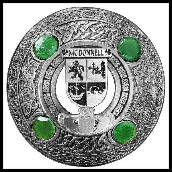 McDonnell Irish Claddagh Coat of Arms Plaid brooch ~ Emerald stones