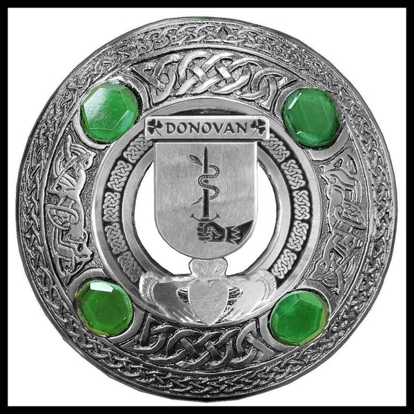 Donovan Irish Claddagh Coat of Arms Plaid brooch ~ Emerald stones