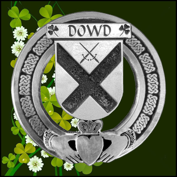 Dowd Irish Claddagh Coat of Arms Plaid brooch ~ Emerald stones