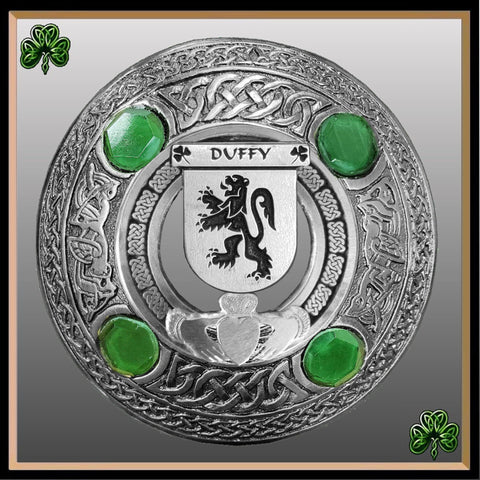 Duffy Irish Claddagh Coat of Arms Plaid brooch ~ Emerald stones
