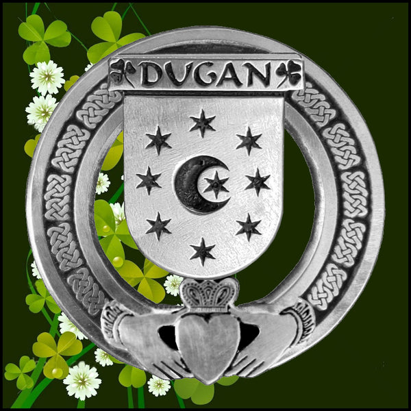 Dugan Irish Claddagh Coat of Arms Plaid brooch ~ Emerald stones