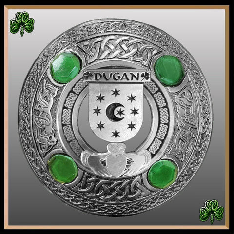 Dugan Irish Claddagh Coat of Arms Plaid brooch ~ Emerald stones