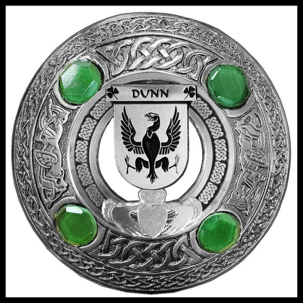 Dunn Irish Claddagh Coat of Arms Plaid brooch ~ Emerald stones