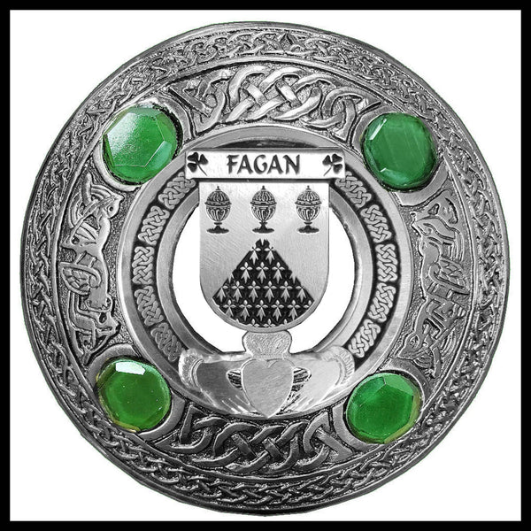 Fagan Irish Claddagh Coat of Arms Plaid brooch ~ Emerald stones