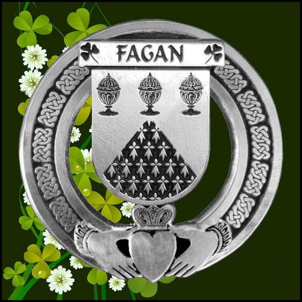 Fagan Irish Claddagh Coat of Arms Plaid brooch ~ Emerald stones