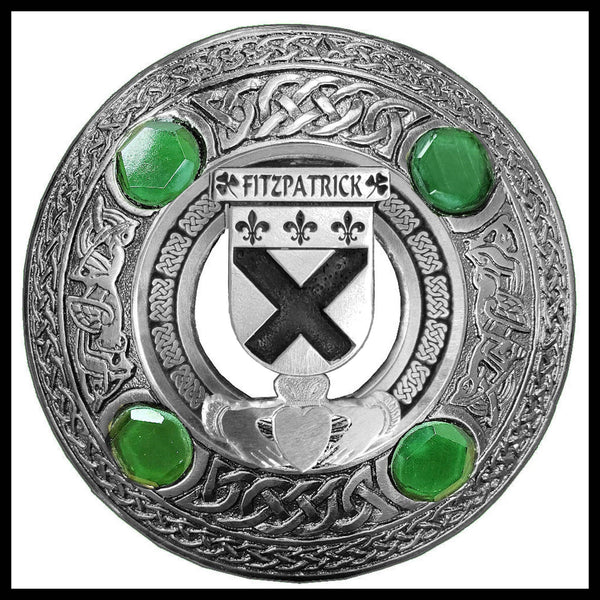 FitzPatrick Irish Claddagh Coat of Arms Plaid brooch ~ Emerald stones
