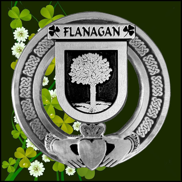 Flanagan Irish Claddagh Coat of Arms Plaid brooch ~ Emerald stones