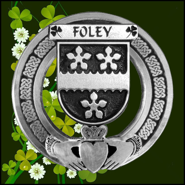 Foley Irish Claddagh Coat of Arms Plaid brooch ~ Emerald stones