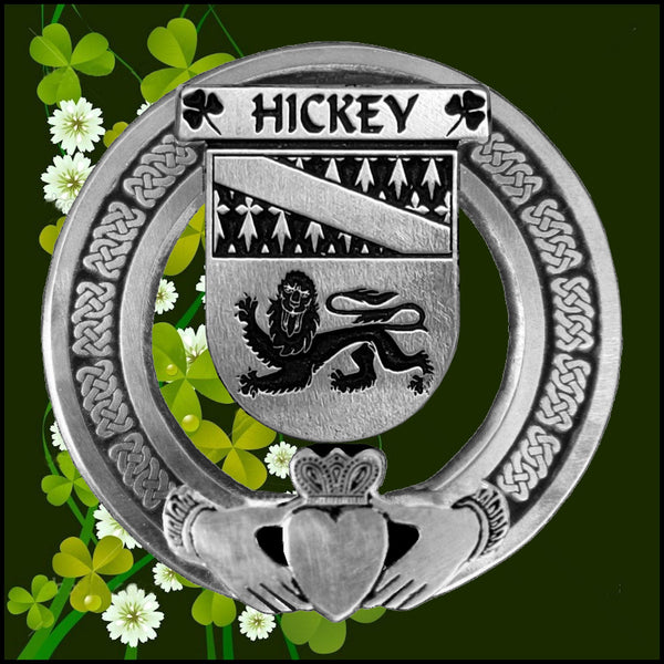 Hickey Irish Claddagh Coat of Arms Plaid brooch ~ Emerald stones