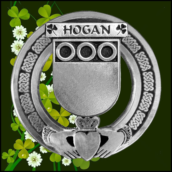 Hogan Irish Claddagh Coat of Arms Plaid brooch ~ Emerald stones