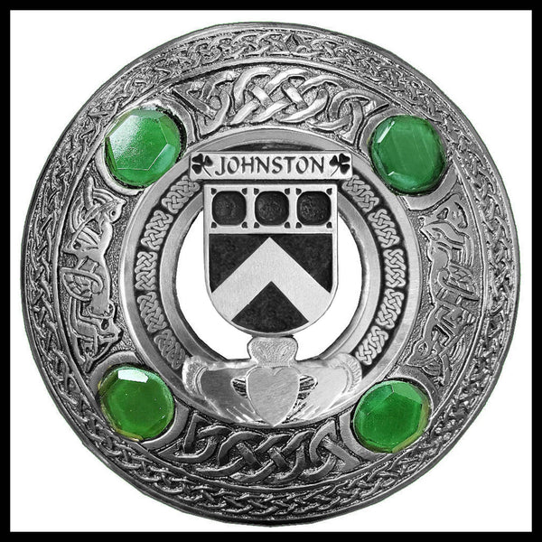 Johnston Irish Claddagh Coat of Arms Plaid brooch ~ Emerald stones