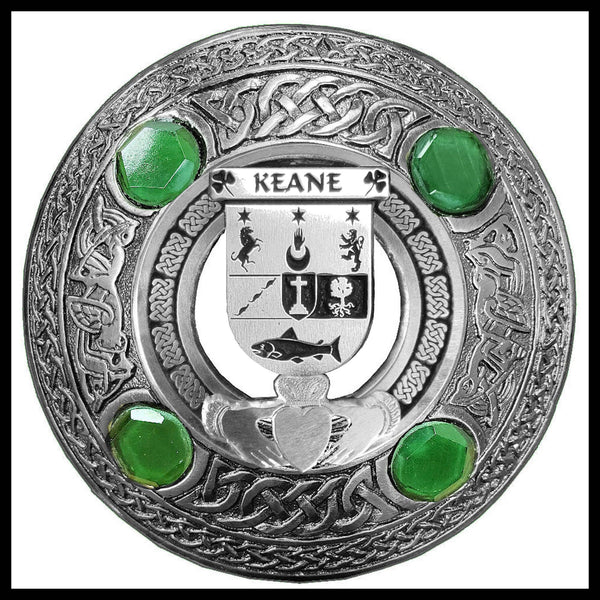 Keane Irish Claddagh Coat of Arms Plaid brooch ~ Emerald stones
