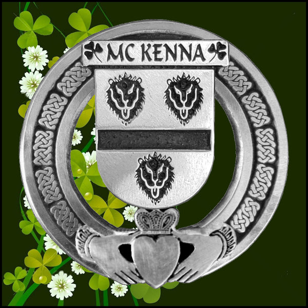 McKenna Irish Claddagh Coat of Arms Plaid brooch ~ Emerald stones