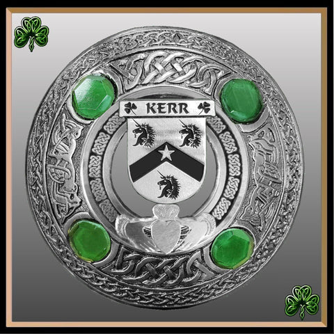 Kerr Irish Claddagh Coat of Arms Plaid brooch ~ Emerald stones