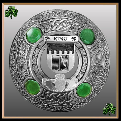 King Irish Claddagh Coat of Arms Plaid brooch ~ Emerald stones