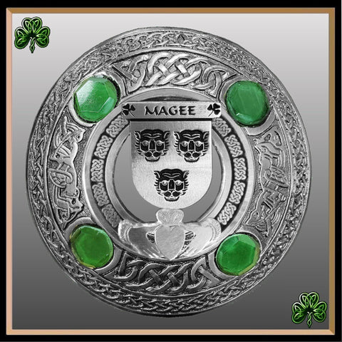 Magee Irish Claddagh Coat of Arms Plaid brooch ~ Emerald stones