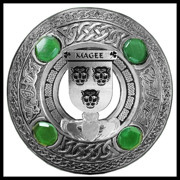 Magee Irish Claddagh Coat of Arms Plaid brooch ~ Emerald stones