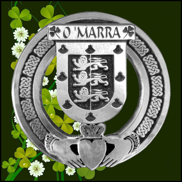 O'Marra Irish Claddagh Coat of Arms Plaid brooch ~ Emerald stones