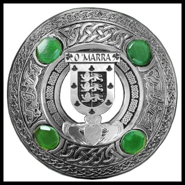 O'Marra Irish Claddagh Coat of Arms Plaid brooch ~ Emerald stones