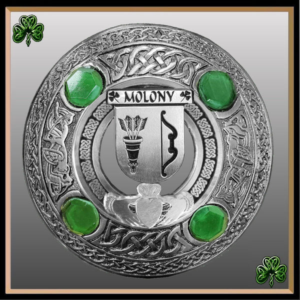 Molony Irish Claddagh Coat of Arms Plaid brooch ~ Emerald stones