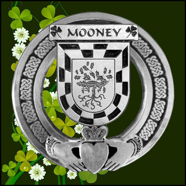 Mooney Irish Claddagh Coat of Arms Plaid brooch ~ Emerald stones