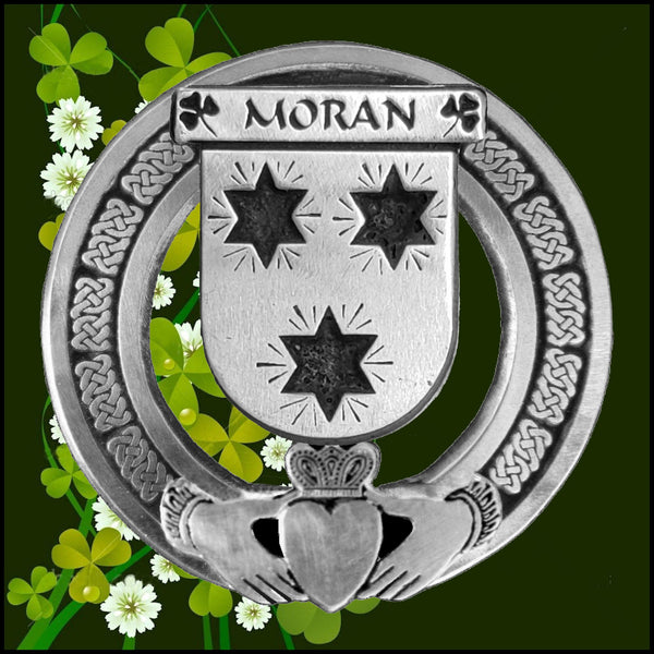Moran Irish Claddagh Coat of Arms Plaid brooch ~ Emerald stones