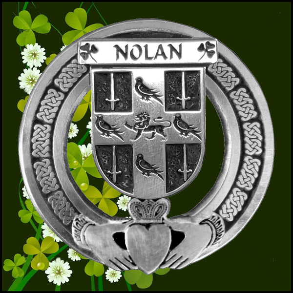 Nolan Irish Claddagh Coat of Arms Plaid brooch ~ Emerald stones