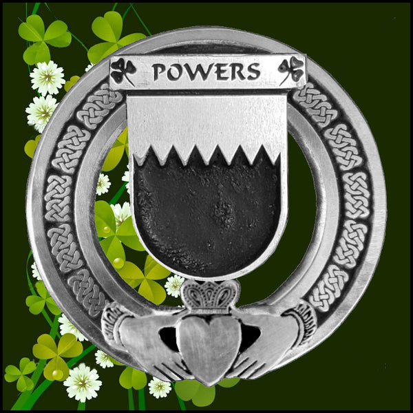 Powers Irish Claddagh Coat of Arms Plaid brooch ~ Emerald stones