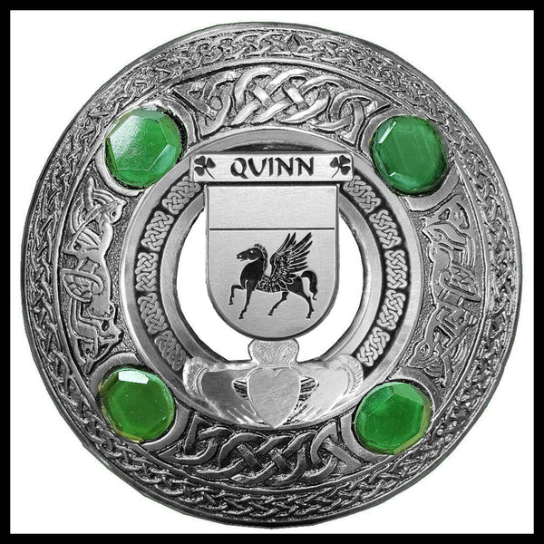 Quinn Irish Claddagh Coat of Arms Plaid brooch ~ Emerald stones