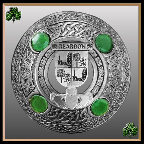 Reardon Irish Claddagh Coat of Arms Plaid brooch ~ Emerald stones