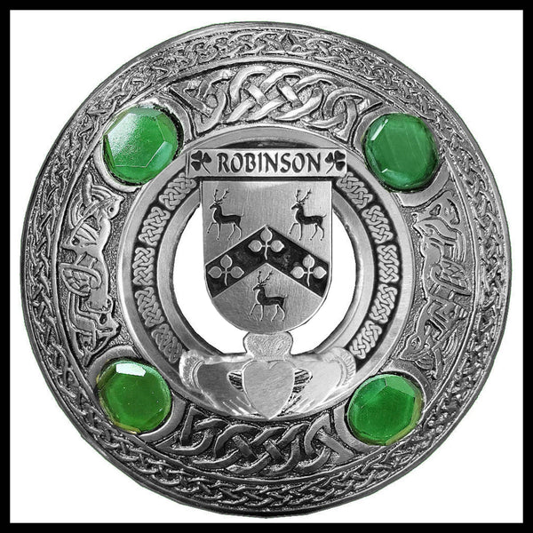 Robinson Irish Claddagh Coat of Arms Plaid brooch ~ Emerald stones