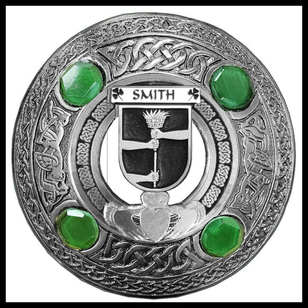 Smith Irish Claddagh Coat of Arms Plaid brooch ~ Emerald stones