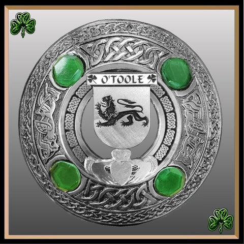 O'Toole Irish Claddagh Coat of Arms Plaid brooch ~ Emerald stones