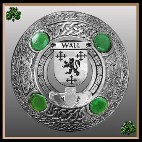 Wall Irish Claddagh Coat of Arms Plaid brooch ~ Emerald stones