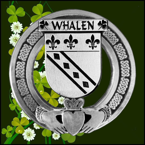Whalen Irish Claddagh Coat of Arms Plaid brooch ~ Emerald stones