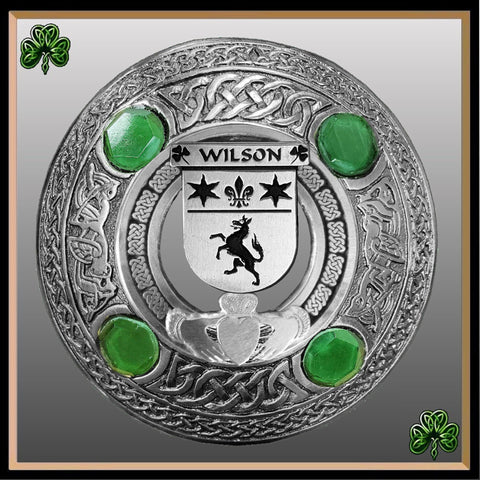 Wilson Irish Claddagh Coat of Arms Plaid brooch ~ Emerald stones